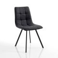 Set of 4 Chairs in Anthracite Fabric and Black Steel - Anthracite