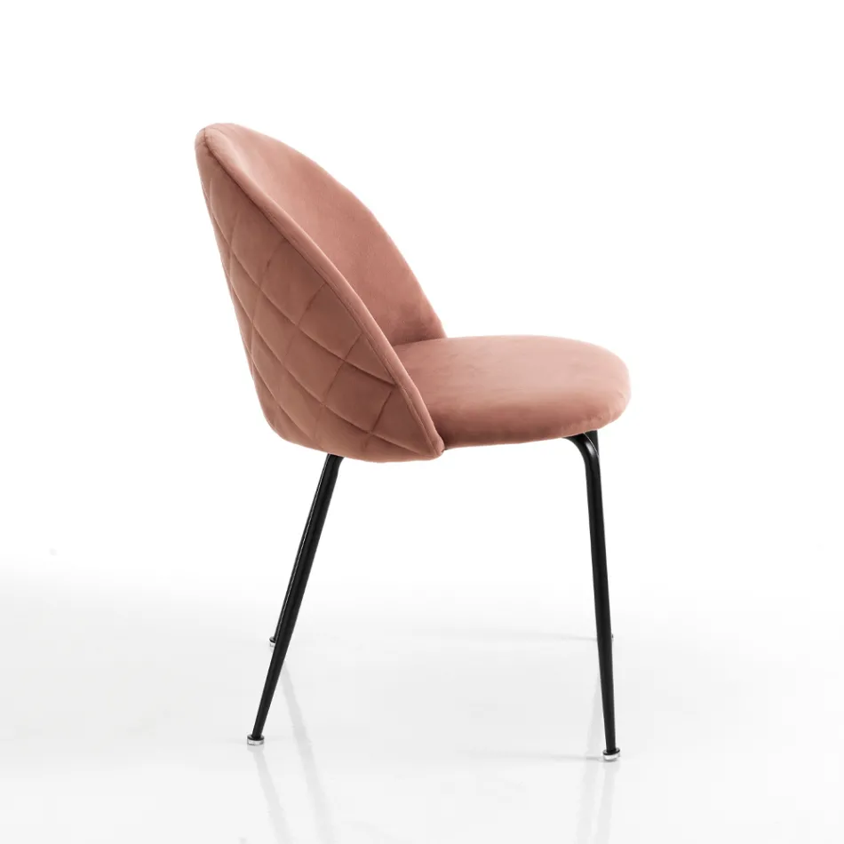 Set of 4 Chairs in Velvet Effect Microfibre Fabric - Terbio Viadurini