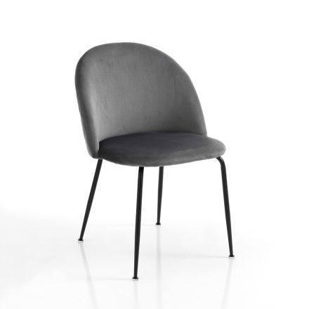 Set of 4 Chairs in Velvet Effect Microfibre Fabric - Terbio Viadurini