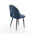Set of 4 Chairs in Blue Velvet Effect Fabric - Dalmatian Viadurini