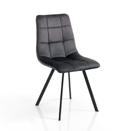 Set of 4 Chairs in Velvet Effect Fabric - Copper Viadurini