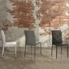Set of 4 Chairs Upholstered in Synthetic Leather Different Finishes - Uranium Viadurini