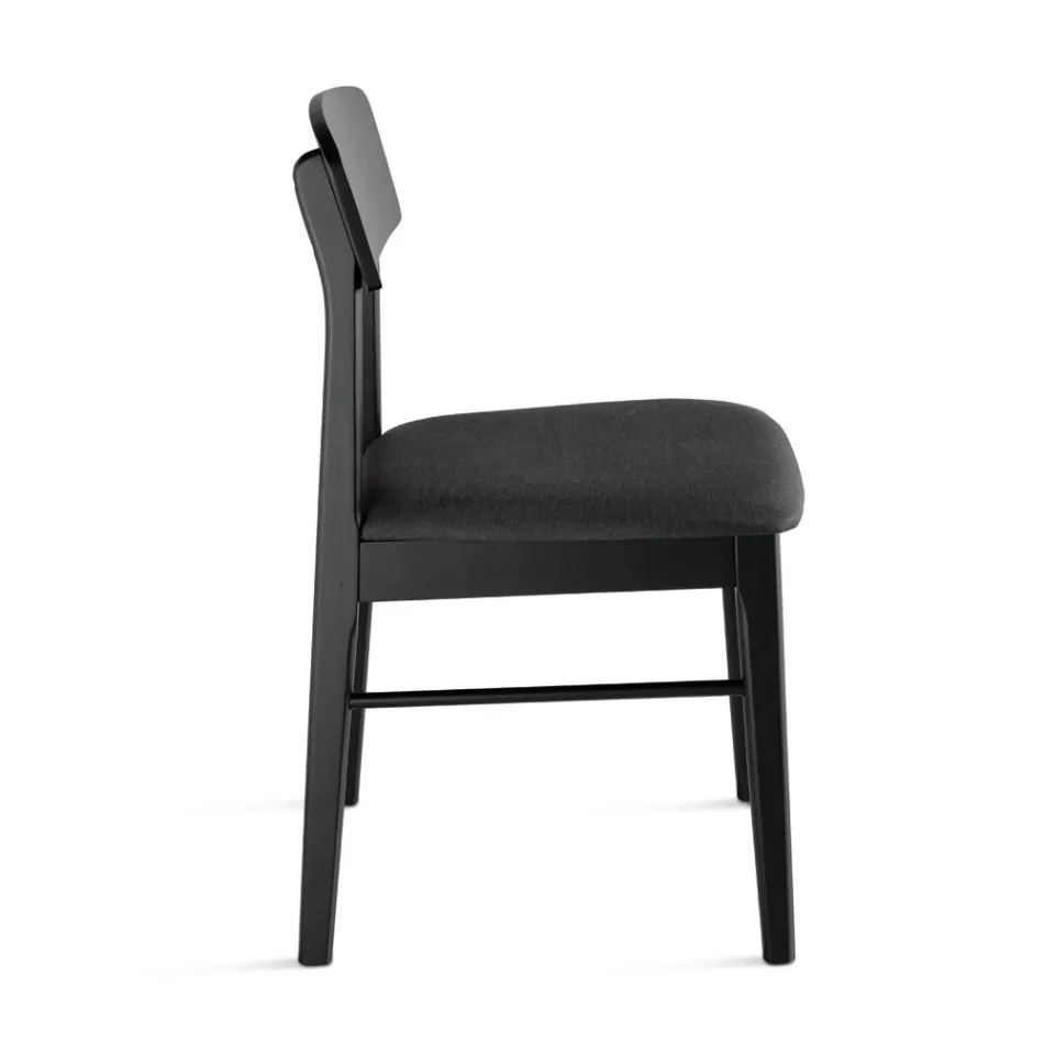 Set of Two Eco-Friendly Wood Chairs with Upholstered Fabric Seat - Nadir Viadurini