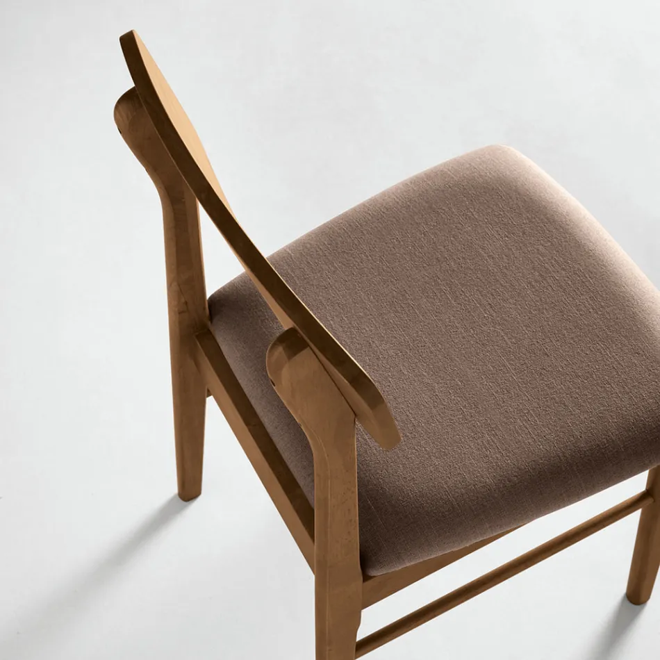 Set of Two Eco-Friendly Wood Chairs with Upholstered Fabric Seat - Nadir Viadurini