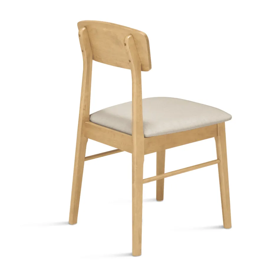 Set of Two Eco-Friendly Wood Chairs with Upholstered Fabric Seat - Nadir Viadurini