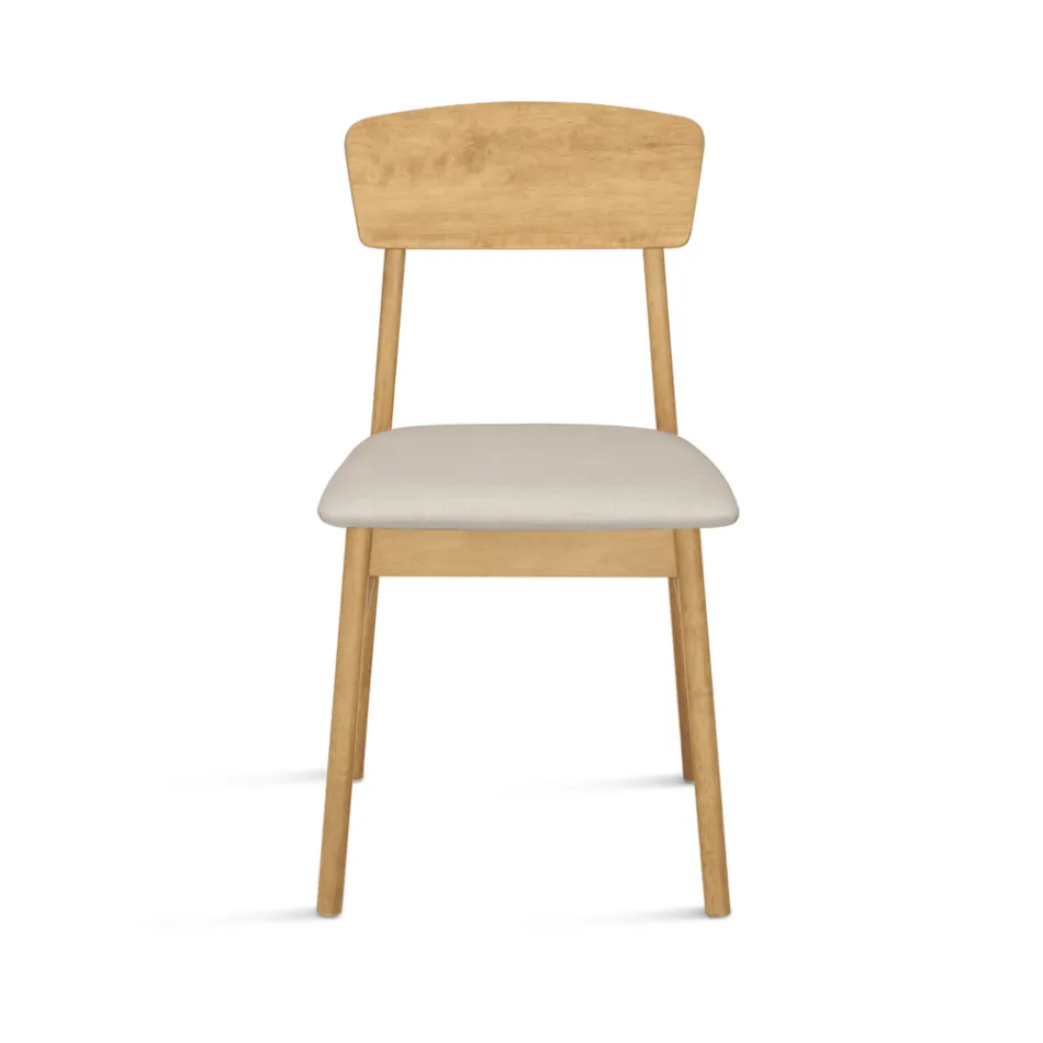 Set of Two Eco-Friendly Wood Chairs with Upholstered Fabric Seat - Nadir Viadurini