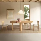 Set of Two Eco-Friendly Wood Chairs with Upholstered Fabric Seat - Nadir Viadurini