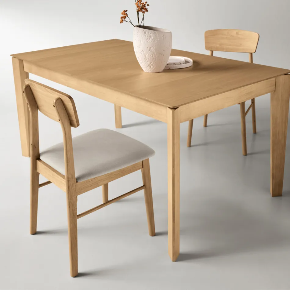 Set of Two Eco-Friendly Wood Chairs with Upholstered Fabric Seat - Nadir Viadurini