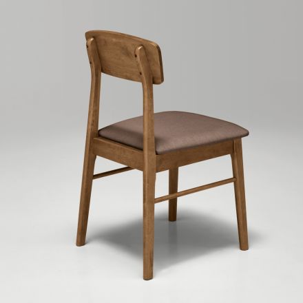 Set of Two Eco-Friendly Wood Chairs with Upholstered Fabric Seat - Nadir Viadurini