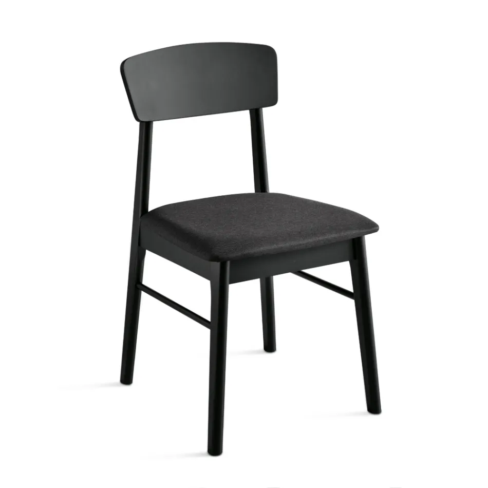 Set of Two Eco-Friendly Wood Chairs with Upholstered Fabric Seat - Nadir Viadurini
