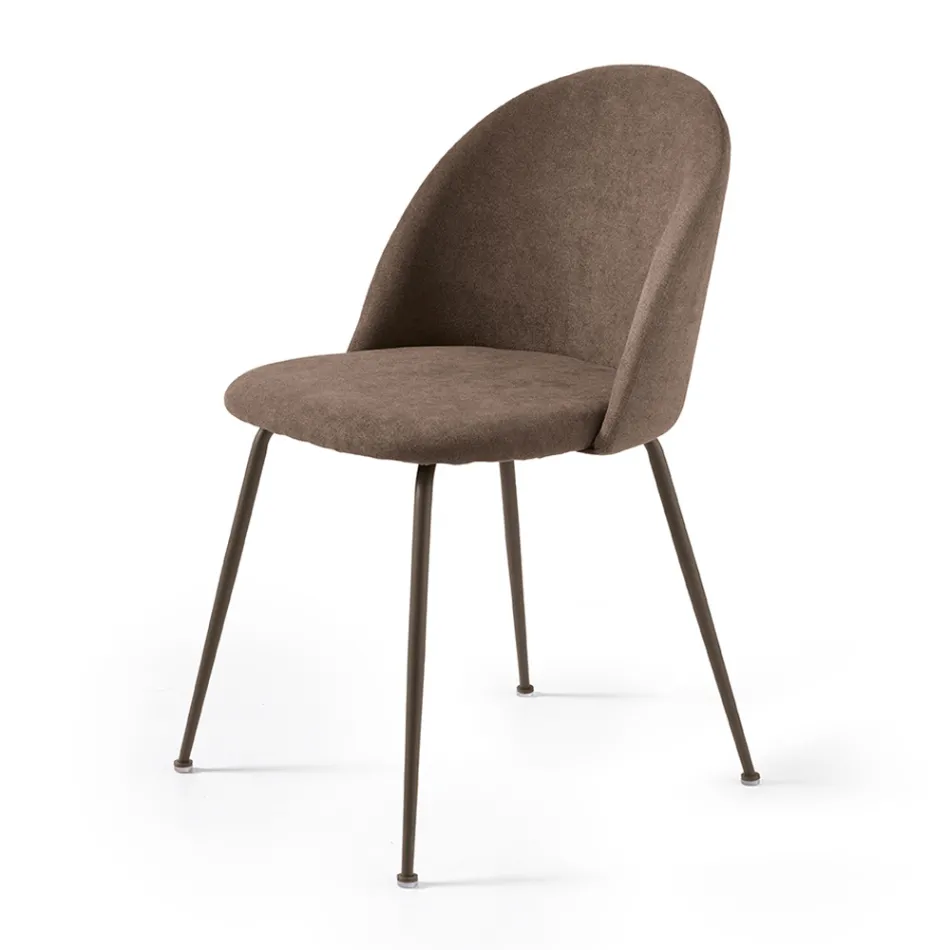 Set of Two Chairs in Painted Metal and Upholstered Fabric in Various Colors - Rivo Viadurini