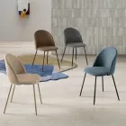 Set of Two Chairs in Painted Metal and Upholstered Fabric in Various Colors - Rivo Viadurini