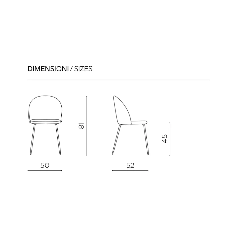 Set of Two Chairs in Painted Metal and Upholstered Fabric in Various Colors - Rivo Viadurini