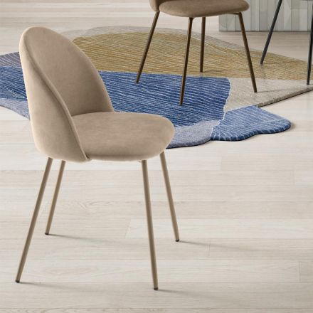 Set of Two Chairs in Painted Metal and Upholstered Fabric in Various Colors - Rivo Viadurini