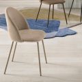 Set of Two Chairs in Painted Metal and Upholstered Fabric in Various Colors - Rivo