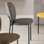 Set of Two Upholstered Fabric Chairs with Painted Metal Frame - Lior Viadurini