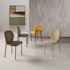 Set of Two Upholstered Fabric Chairs with Painted Metal Frame - Lior Viadurini