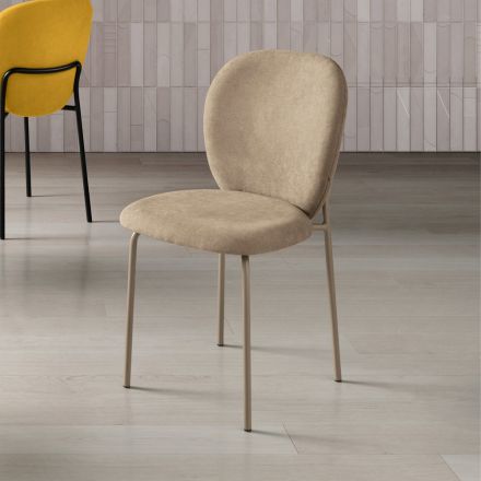Set of Two Upholstered Fabric Chairs with Painted Metal Frame - Lior Viadurini
