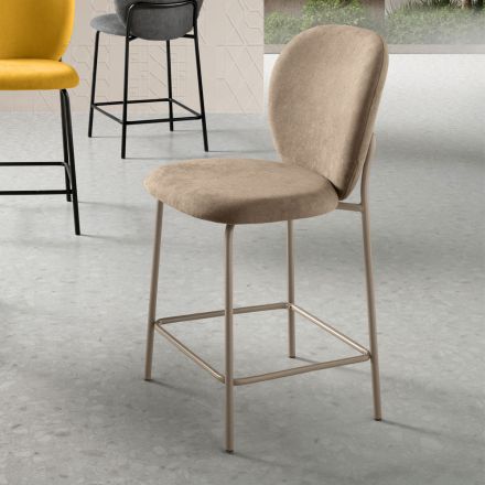 Set of Two Fabric Stools with Padding and Metal Frame - Lior Viadurini