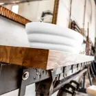 Set of design suspended furniture for bathroom in striped teak Poggio Viadurini