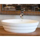 Set of design suspended furniture for bathroom in striped teak Poggio Viadurini