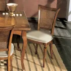 Set of Four Bassano Wood and Fabric Chairs Made in Italy - Amber Viadurini