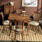 Set of Four Bassano Wood and Fabric Chairs Made in Italy - Amber Viadurini