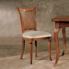 Set of Four Bassano Wood and Fabric Chairs Made in Italy - Amber Viadurini