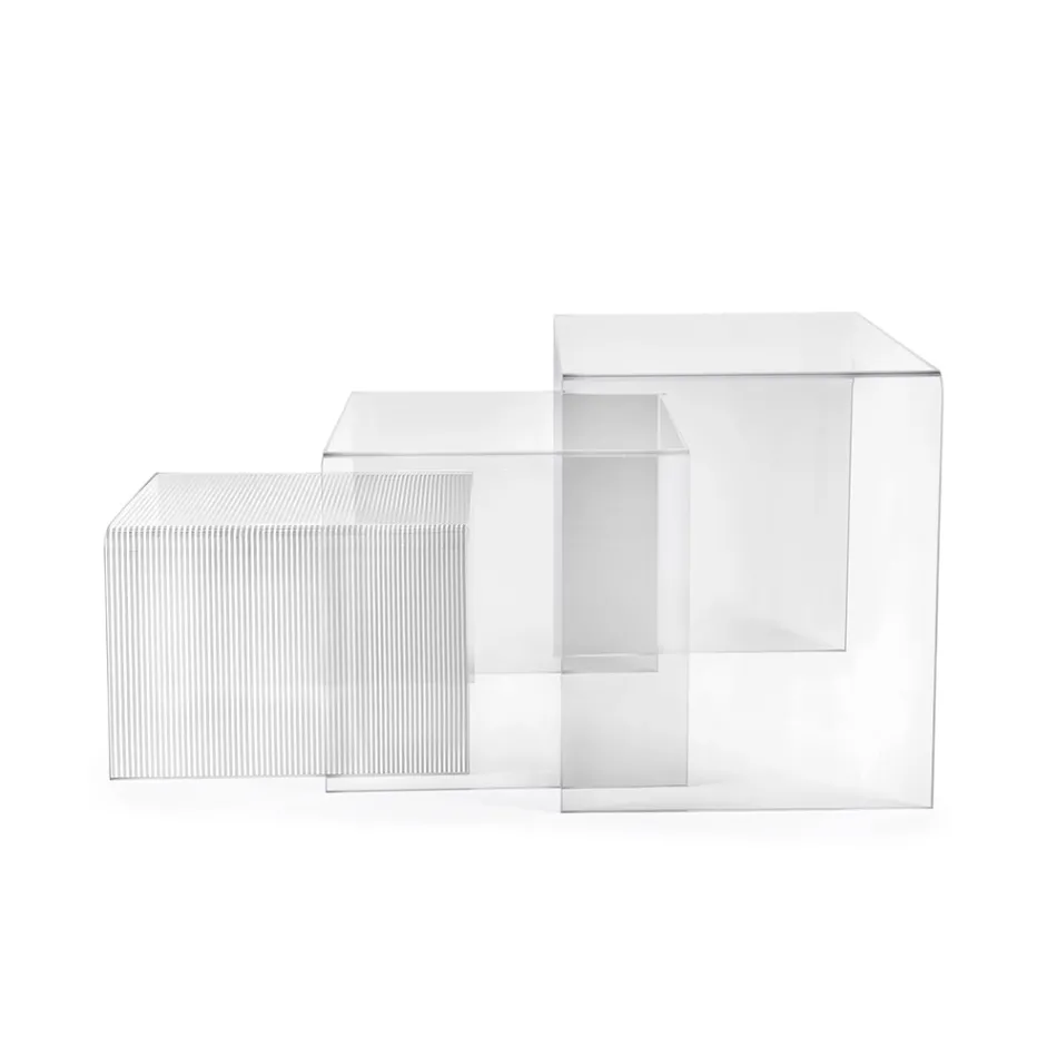 Set of Three Nesting Plexiglass Tables Made in Italy - Leandro Viadurini