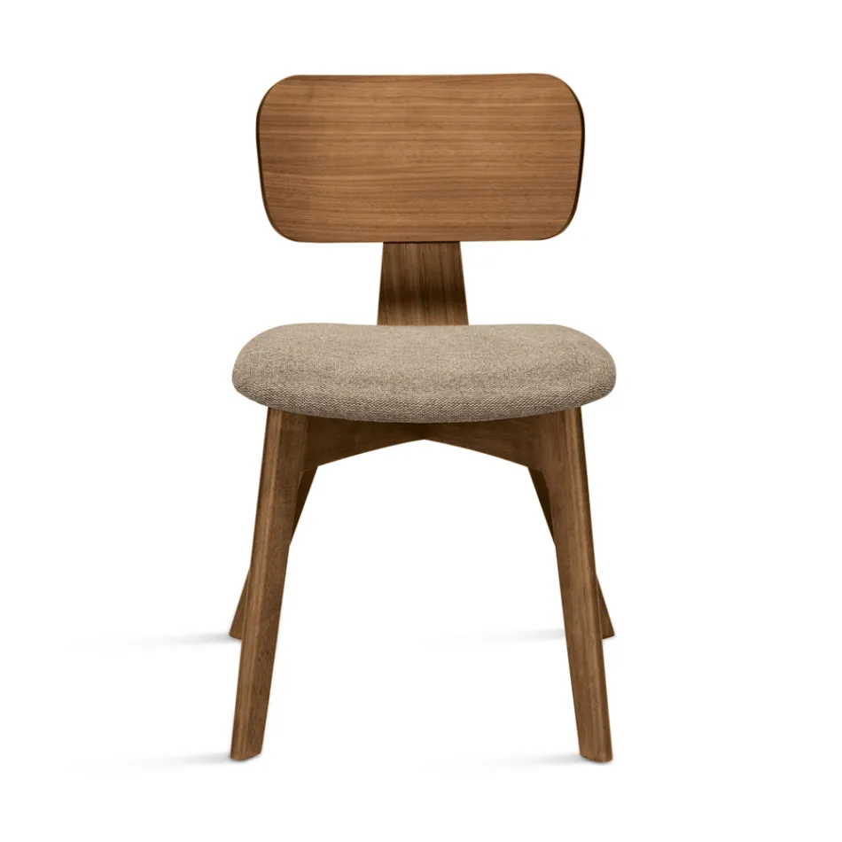 Set of Two Chairs with Wood-Effect Finish and Upholstered Fabric Seat - Antea Viadurini