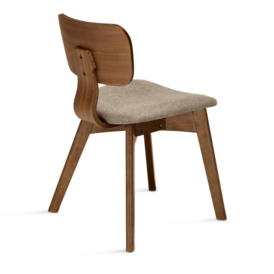 Set of Two Chairs with Wood-Effect Finish and Upholstered Fabric Seat - Antea Viadurini