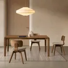 Set of Two Chairs with Wood-Effect Finish and Upholstered Fabric Seat - Antea Viadurini