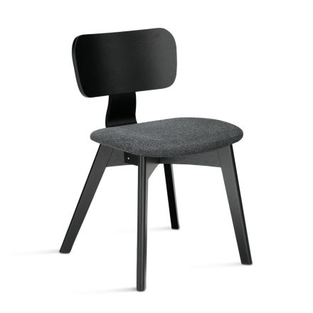Set of Two Chairs with Wood-Effect Finish and Upholstered Fabric Seat - Antea Viadurini
