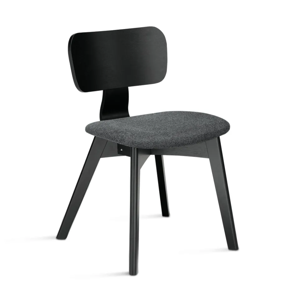 Set of Two Chairs with Wood-Effect Finish and Upholstered Fabric Seat - Antea Viadurini