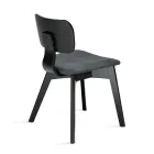 Set of Two Chairs with Wood-Effect Finish and Upholstered Fabric Seat - Antea Viadurini