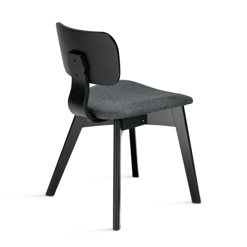 Set of Two Chairs with Wood-Effect Finish and Upholstered Fabric Seat - Antea Viadurini