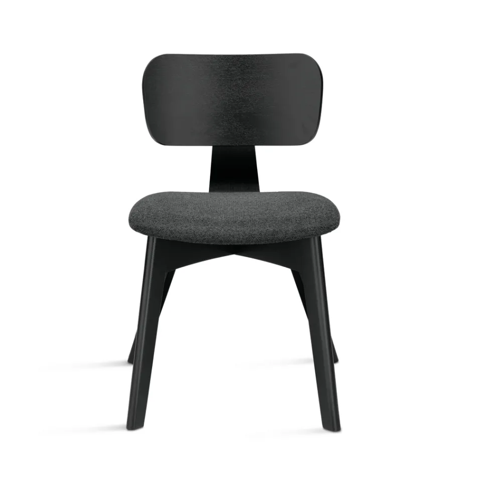 Set of Two Chairs with Wood-Effect Finish and Upholstered Fabric Seat - Antea Viadurini