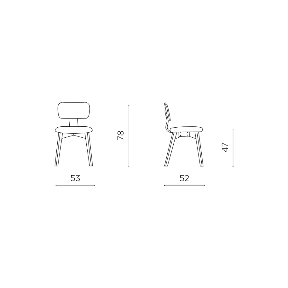 Set of Two Chairs with Wood-Effect Finish and Upholstered Fabric Seat - Antea Viadurini