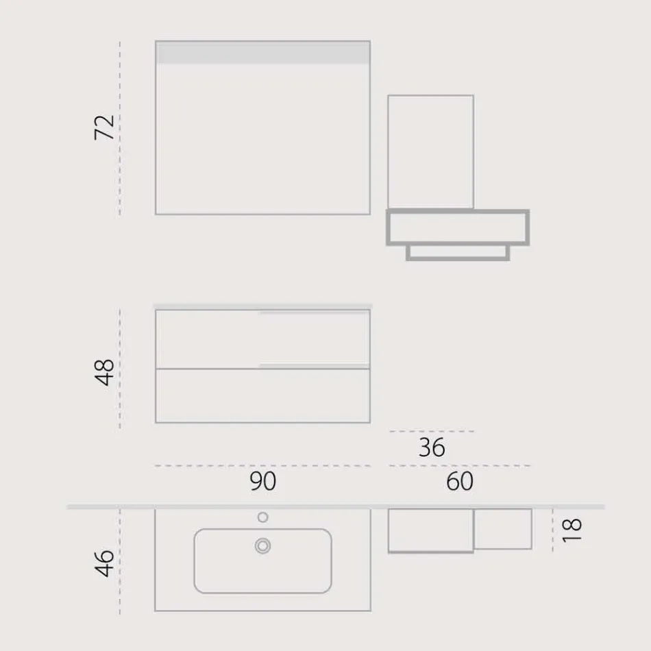 Set of wooden bathroom furniture suspension design made in Italy Cesena Viadurini
