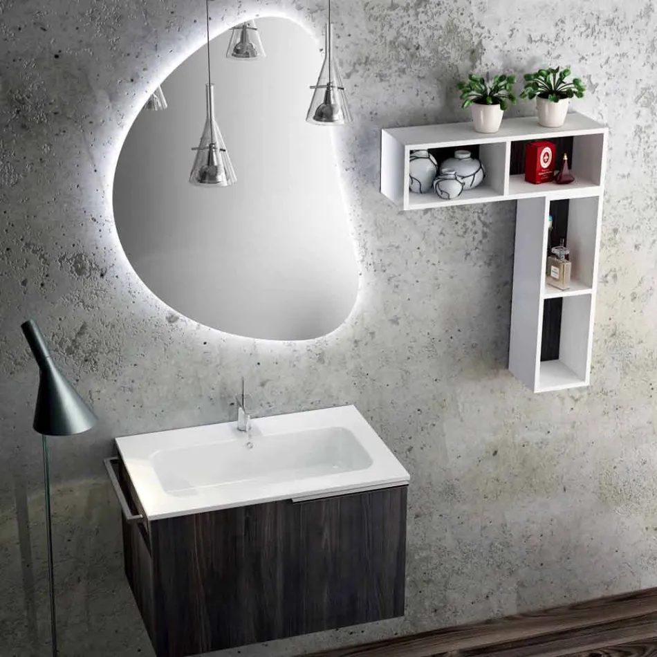 Wooden set bathroom furniture design suspension made in Italy Sad Viadurini