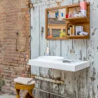 Modern design suspended bathroom furniture set in solid surface Brusson Viadurini