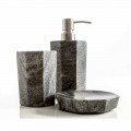 Modern bathroom accessories set in gray veined marble Montafia