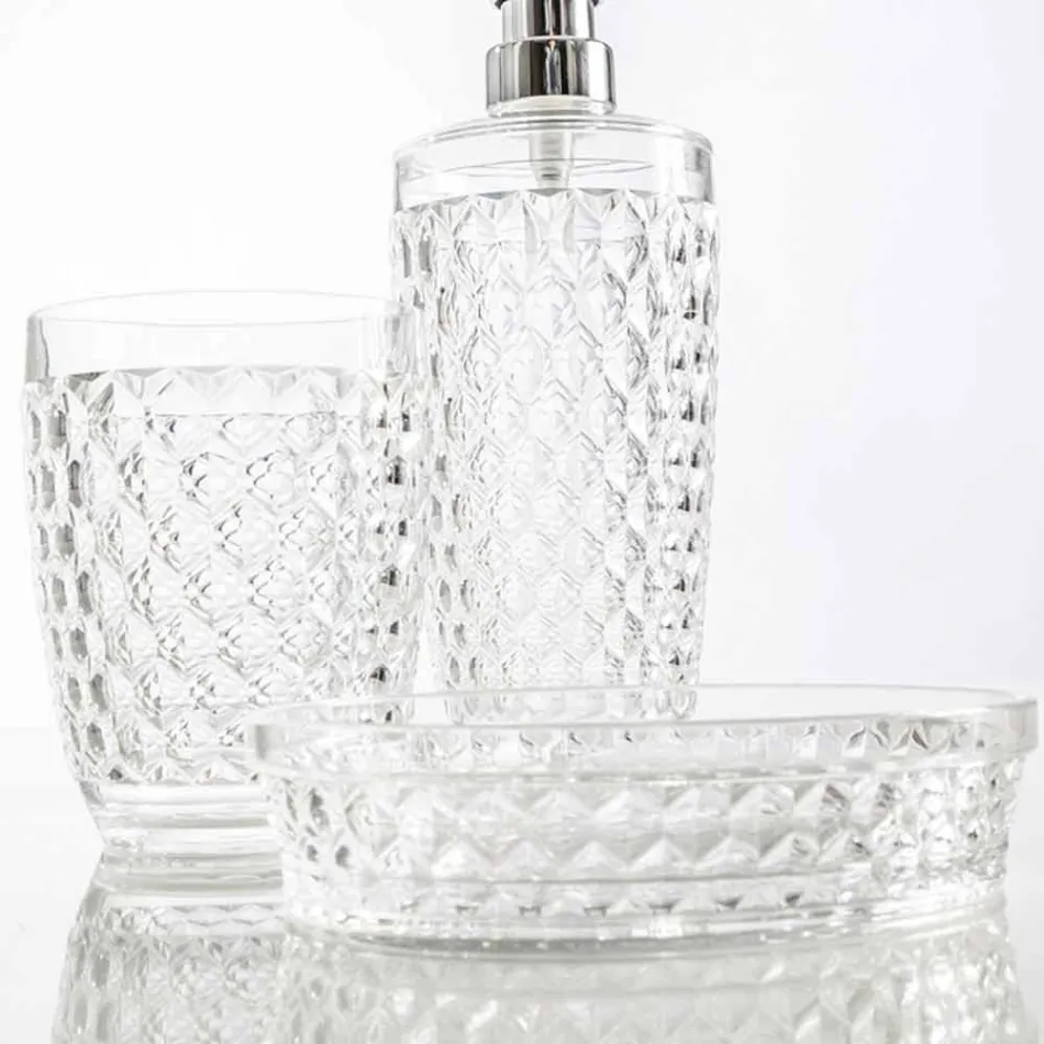 Netro dispenser + glass bathroom set + modern soap dish Viadurini