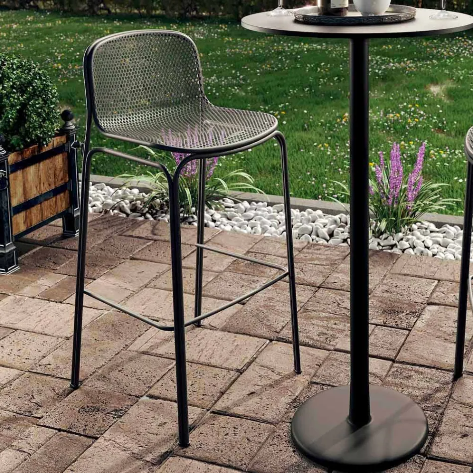 High Stackable Metal Bar Stools Made in Italy, 2 Pieces - Viviette Viadurini