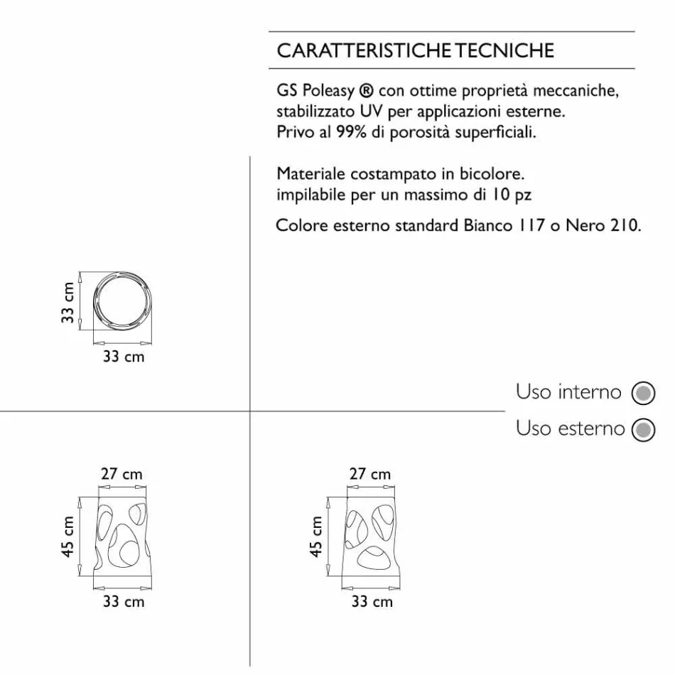 Indoor or Outdoor Stackable Design Stools, 6 Pieces - Liberty by Myyour Viadurini