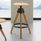 Screw stool in natural beech and details in polypropylene Sit Viadurini