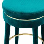 High Stool with Seat Covered in Fabric and Steel Details - Belluno Viadurini
