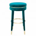 High Stool with Seat Covered in Fabric and Steel Details - Belluno