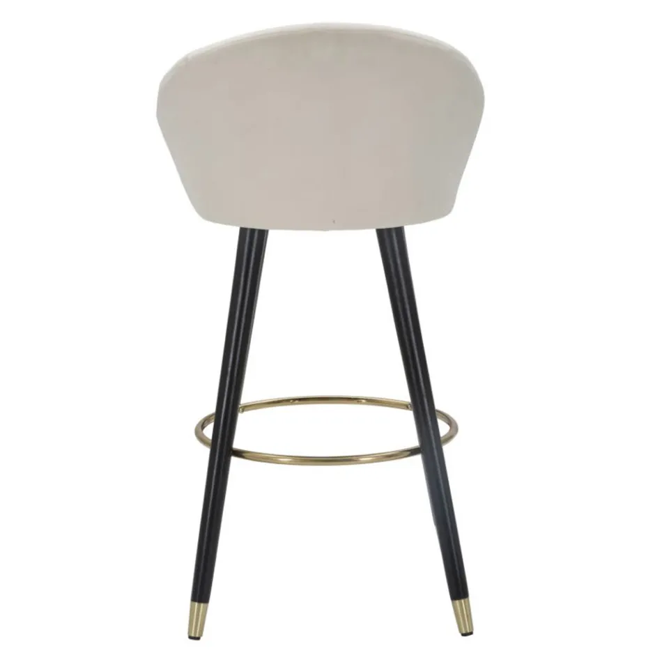 High Bar Stool in Wood and Metal with Seat in Polyester - Enzo Viadurini