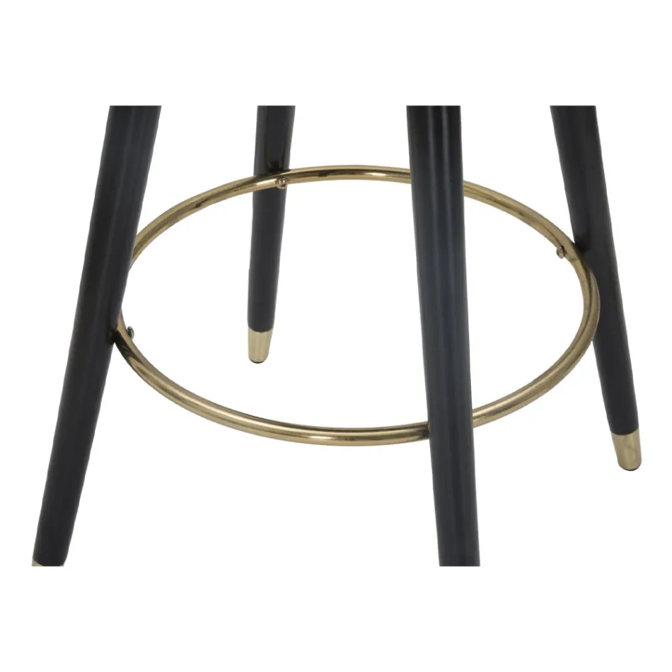 High Bar Stool in Wood and Metal with Seat in Polyester - Enzo Viadurini